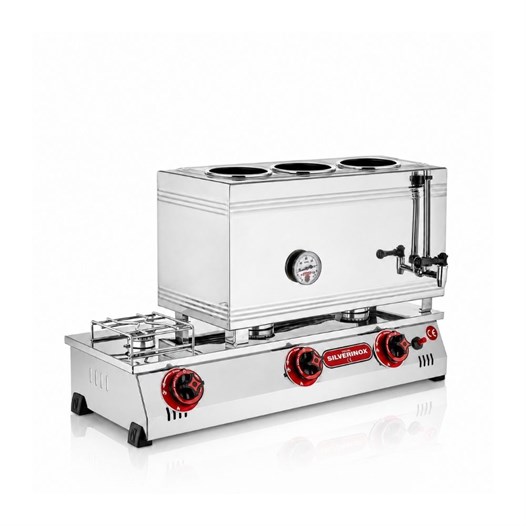 Silverinox Tüplü 60lık - 3 Demlikli 33 Litre Çift Taban Çay Ocağı