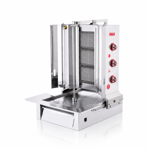 Silverinox Doğalgazlı 3 Radyan Alttan Motorlu Döner Makinesi 