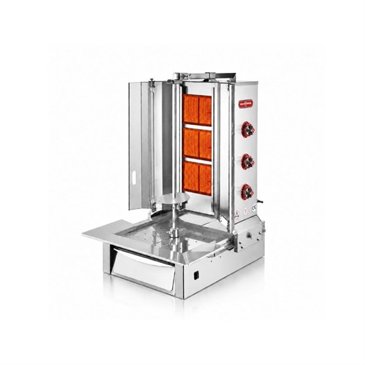 Silverinox Doğalgazlı 3 Radyan Alttan Motorlu Döner Makinesi 