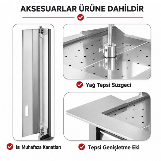 Silverinox Doğalgazlı 4 Radyan Alttan Motorlu Döner Makinesi 