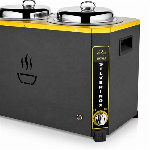 Silverinox Elektrikli 9+9 Litre Jumbo Çorba Kazanı - Siyah