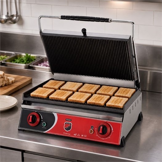 Silverinox Elektrikli 20 Dilim Altı Düz Döküm Tost Makinesi
