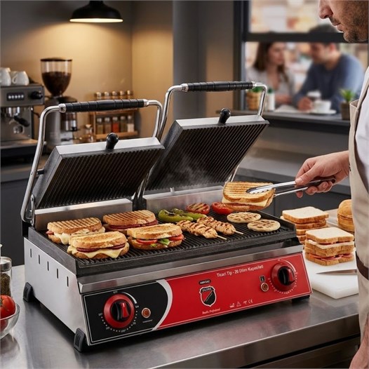 Silverinox Elektrikli 20 Dilim Çift Kapak Döküm Tost Makinesi