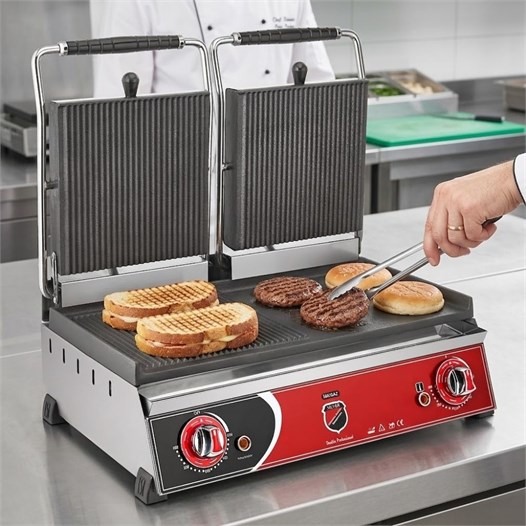 Silverinox Elektrikli 20 Dilim Çift Kapak Hamburger Tost Makinesi