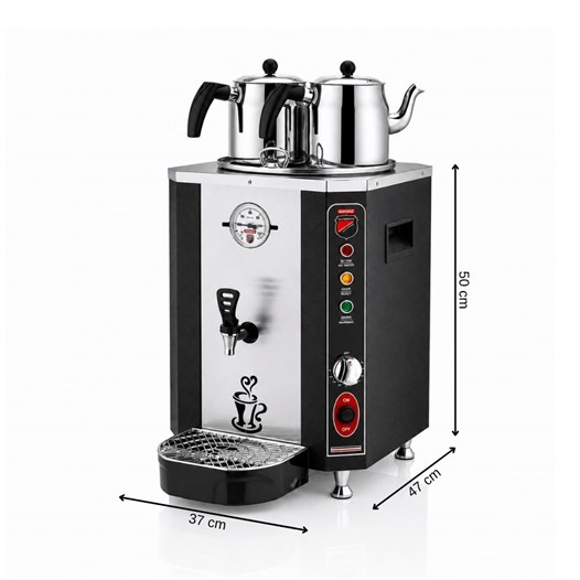 Silverinox Jumbo 23 Litre 2 Demlikli Çay Makinesi - Siyah