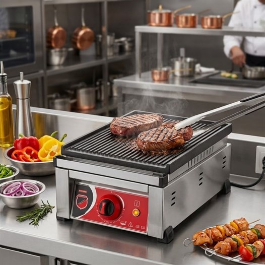 Silverinox Elektrikli Set Üstü Döküm Oluklu Izgara 30 Cm 220V