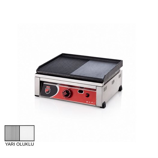 Silverinox Doğalgazlı Set Üstü Döküm Yarı Oluklu Izgara 50 Cm