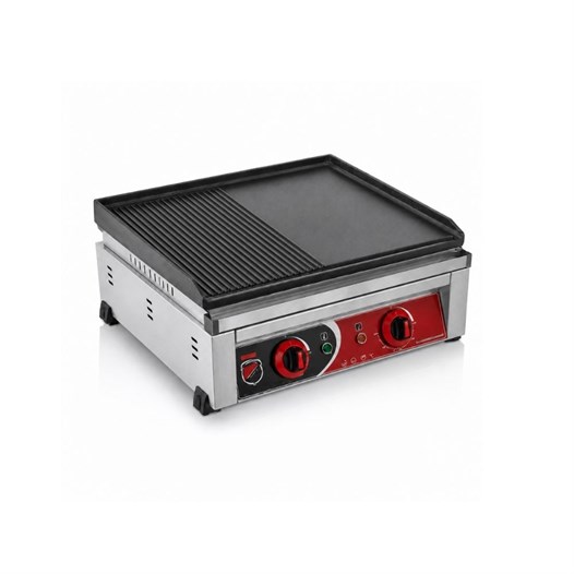 Silverinox Elektrikli Set Üstü Döküm Yarı Oluklu Izgara 50 Cm 220V