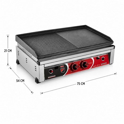 Silverinox Doğalgazlı Set Üstü Döküm Yarı Oluklu Izgara 70 Cm