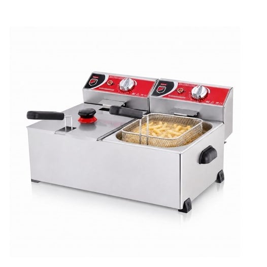 Silverinox Elektrikli Çiftli 8+8 Litre Fritöz 220V