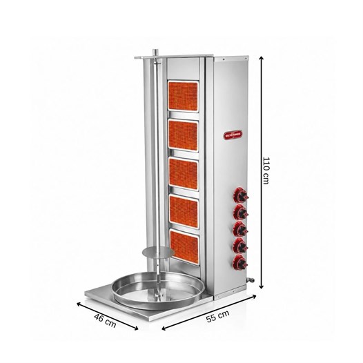 Silverinox Doğalgazlı 5 Radyan Döner Makinesi