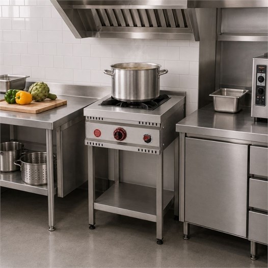 Silverinox Tüplü Taban Raflı 1 Gözlü Ocak