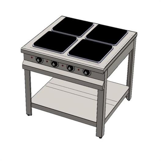 CSA Karacasan 100 cm Elektrikli Taban Raflı 4 Gözlü Ocak