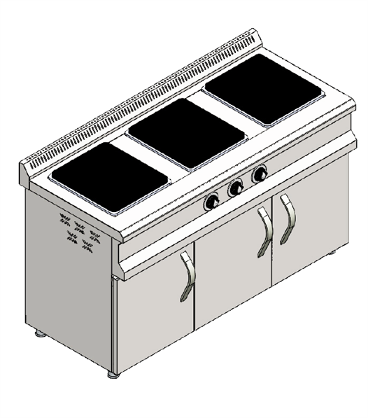 CSA Karacasan 140 Cm Elektrikli 3 Lü Dolaplı Ocak