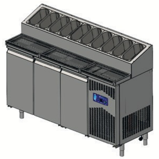 CSA Karacasan (304 Çelik) 188 cm Üç Kapılı Pizza Hazırlık Dolabı