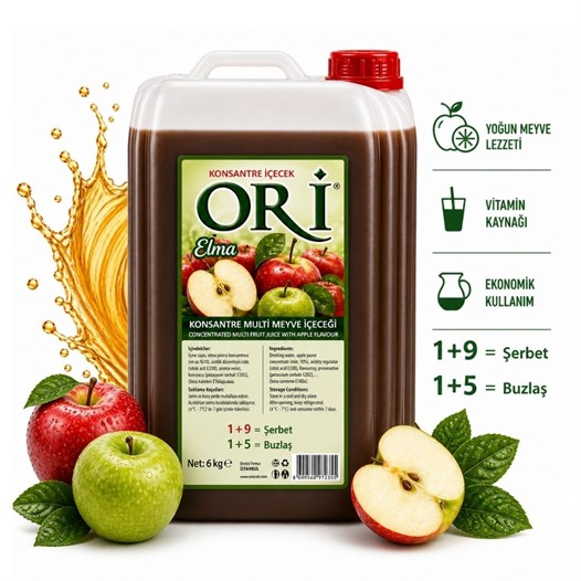 ORİ Elma Aromalı Şerbet ve Buzlaş Konsantre Şurubu 6 Kg