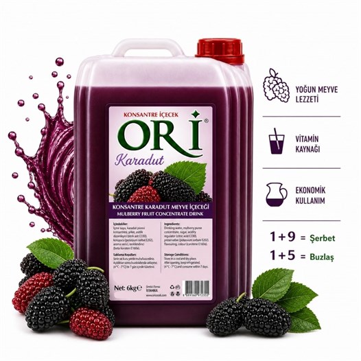 ORİ Karadut Aromalı Şerbet ve Buzlaş Konsantre Şurubu 6 Kg
