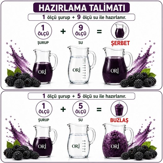 ORİ Karadut Aromalı Şerbet ve Buzlaş Konsantre Şurubu 6 Kg