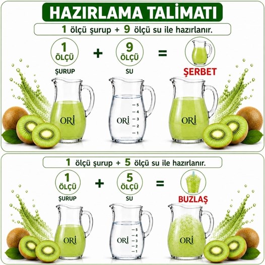 ORİ Kivi Aromalı Şerbet ve Buzlaş Konsantre Şurubu 6 Kg