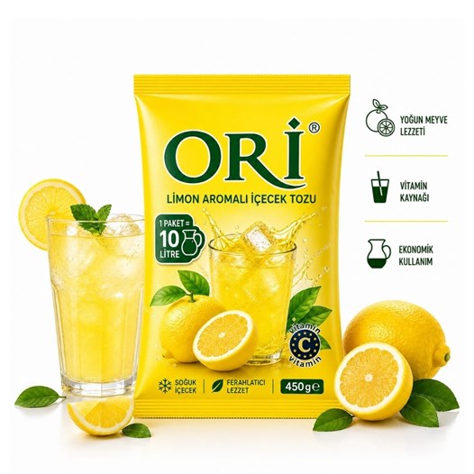 ORİ Limon Aromalı Soğuk Şerbetlik İçecek Tozu 450 Gr