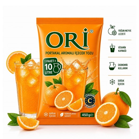 ORİ Portakal Aromalı Soğuk Şerbetlik İçecek Tozu 450 Gr