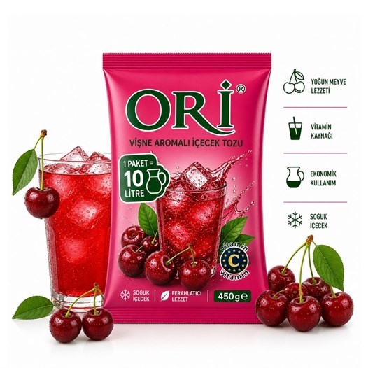 ORİ Vişne Aromalı Soğuk Şerbetlik İçecek Tozu 450 Gr