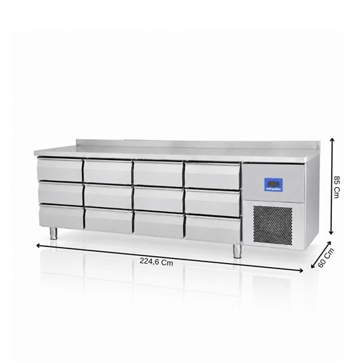 Öztiryakiler TA 460 LMV 12 Çekmece Tezgah Tip Derin Dondurucu 518 Litre 304 Çelik