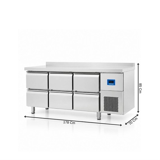 Öztiryakiler TAG 370 LMV 6 Çekmece Tezgah Tip Derin Dondurucu 457 Litre 304 Çelik