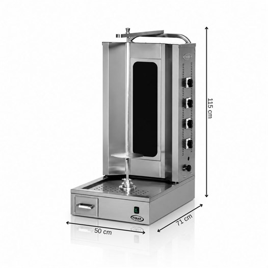 Pimak Elektrikli Alt Motorlu Camlı Döner Makinesi 4 Radyanlı 50x71x115 cm  