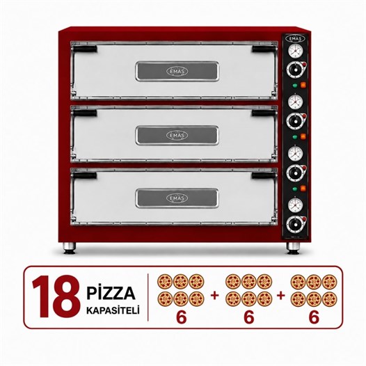 Pimak Elektrikli Pizza Fırını 6 + 6 +6 Adet 92 x 62 (cm) İç Ebat