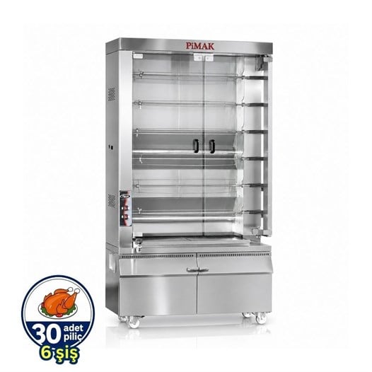 Pimak Kollu Piliç Makinesi 6 şiş 30 Piliç Doğalgazlı