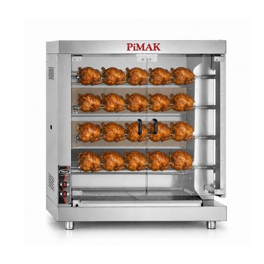 Pimak Kollu Setüstü Piliç Çevirme Makinesi 4 Şiş 20 Piliç Tüplü