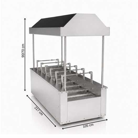Pimak Kömürlü Yatay Tip Piliç Makinesi 6+6 Şiş 30 + 30 Piliç