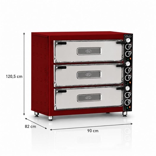 Pimak Pizza Fırını 3 Katlı Doğalgazlı 4 + 4 + 4 Adet 62 x 62 (cm) iç ebat