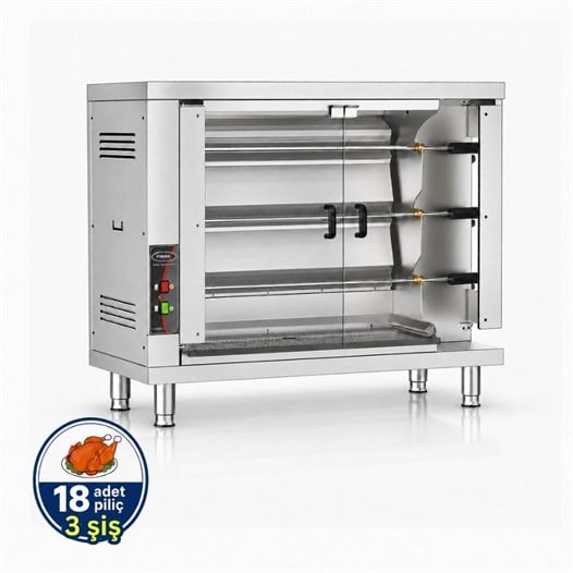 Pimak Radyanlı Piliç Çevirme Makinesi Doğalgazlı 18 Piliç