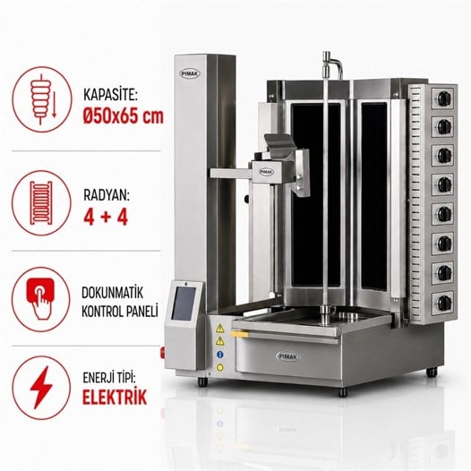 Pimak Robot Döner Makinaları 4+4 Radyanlı Elektrikli