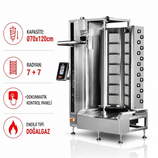 Pimak Robot Döner Makinaları 7+7 Radyanlı Doğalgazlı 370 Kg