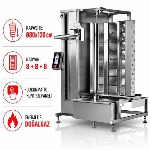 Pimak Robot Döner Makinaları 8+8+8 Radyanlı Doğalgazlı