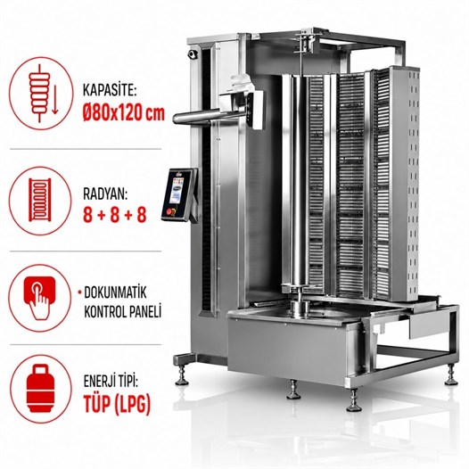 Pimak Robot Döner Makinaları 8+8+8 Radyanlı Tüplü