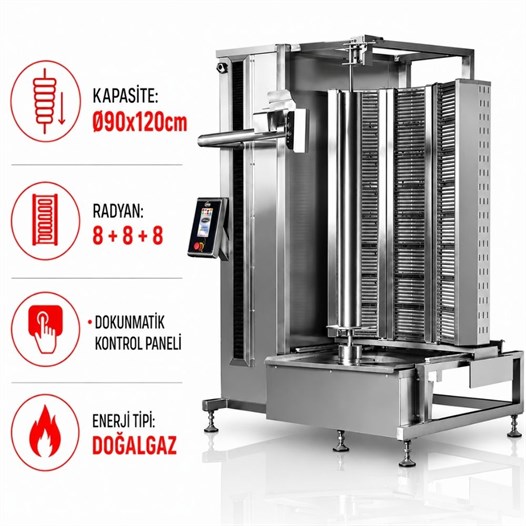 Pimak Robot Döner Makinaları 8+8+8 Radyanlı Doğalgazlı 540 Kg