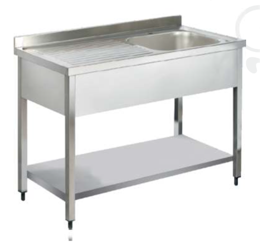 Pimak Tek Evyeli Taban Raflı Tezgah