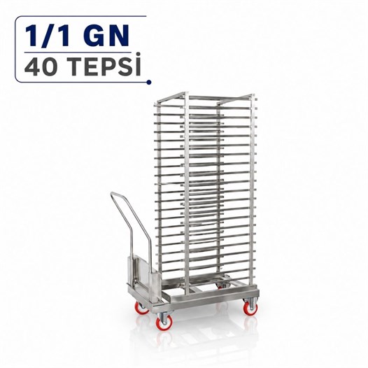 Pimak Tepsi Taşıma Raf + Araba 40 Tepsi 115 x 91 x 74,5 (cm)