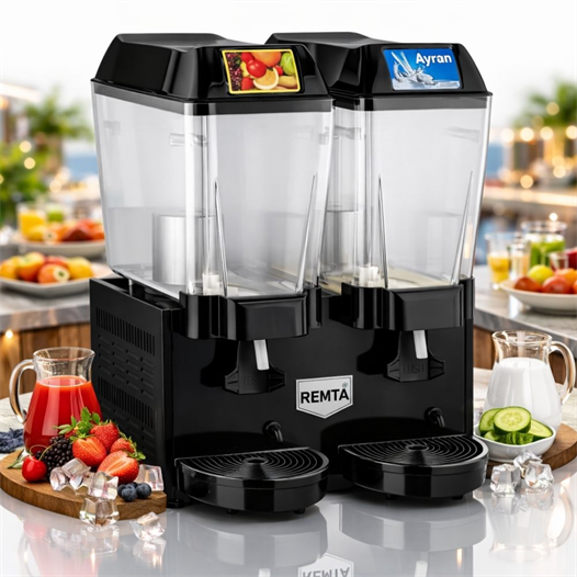 Remta 20+20 Litre Çiftli Şerbet ve Ayran Soğutucu Siyah - ST13