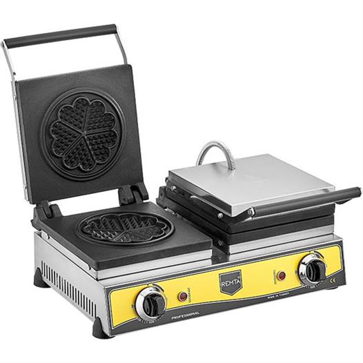 Remta Çiftli Çiçek Model Waffle Makinası Elektrikli 21 cm Çap