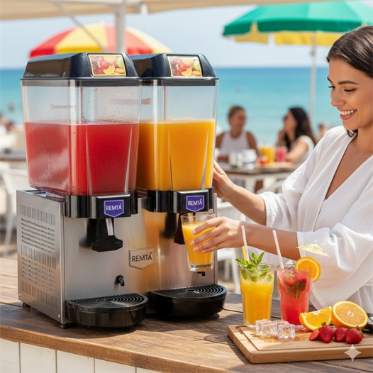 Remta 20+20 Litre Çiftli Şerbet Soğutucu Gri - ST12