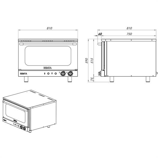 Remta Elektrikli Patiseri Fırın 40x60 cm tepsi Monofaze