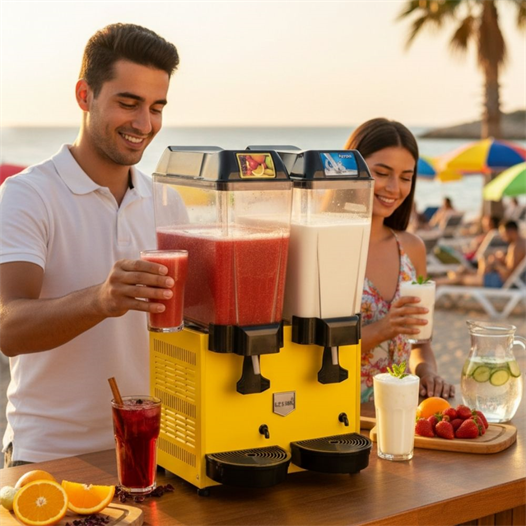 Remta 20+20 Litre Çiftli Şerbet ve Ayran Soğutucu Sarı - ST13