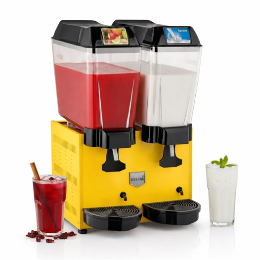 Remta 20+20 Litre Çiftli Şerbet ve Ayran Soğutucu Sarı - ST13
