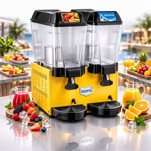 Remta 20+20 Litre Çiftli Şerbet ve Ayran Soğutucu Sarı - ST13