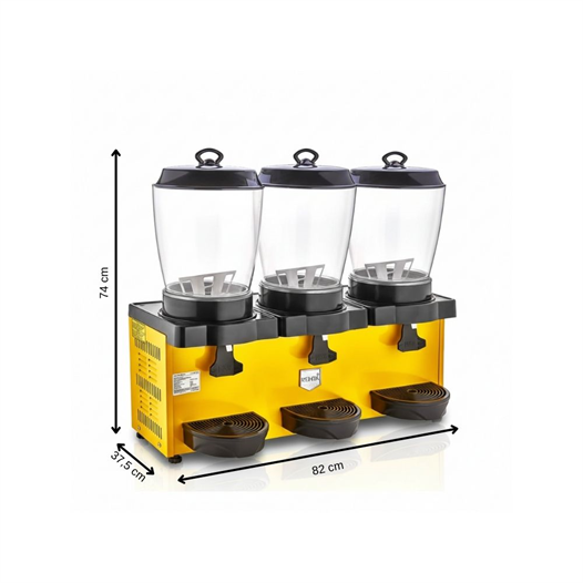 Remta ST38 Royal Mini Üçlü Şerbet ve Ayran Soğutucu 11+11+11 Litre - Sarı